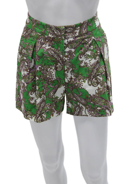 L'Agence Womens Paisley Green Shorts Size 0