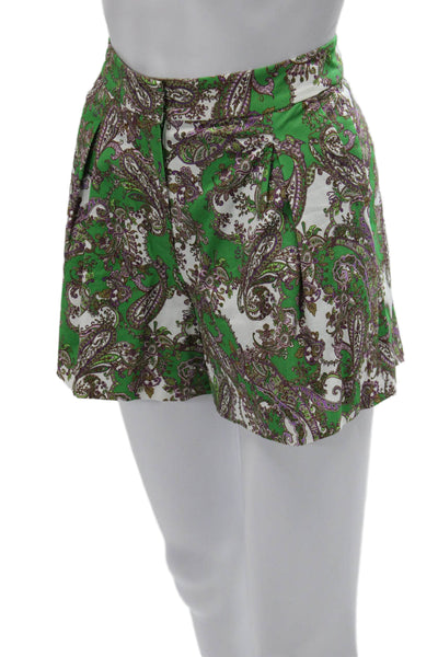 L'Agence Womens Paisley Green Shorts Size 0