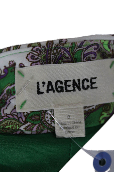L'Agence Womens Paisley Green Shorts Size 0