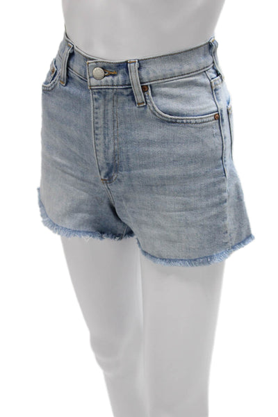 Denim Forum Women Cut-Off Blue Shorts 98% Organic Cotton Button Size 24