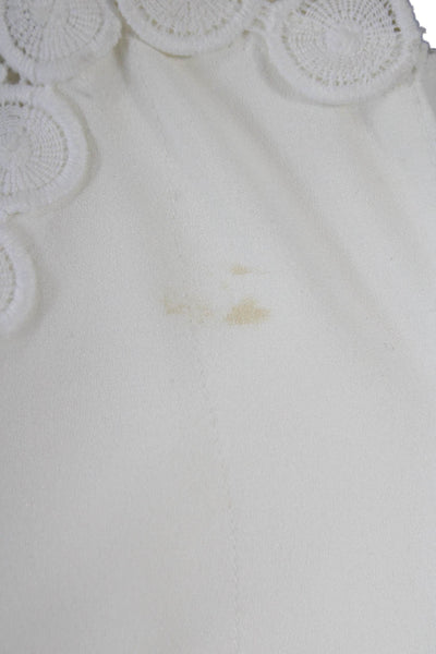 BCBGMAXAZRIA Women Shift Dress White V Neck Long Sleeve Knee Length Size L