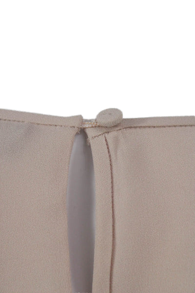 BCBGMAXAZRIA Women Beige Tunic Blouse Long Sleeve Round Neck Size L