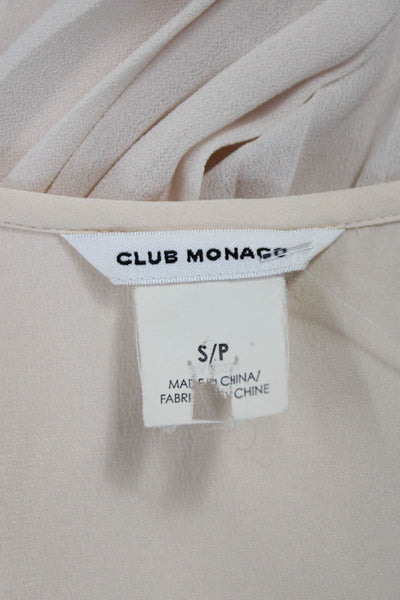 Club Monaco Women Silk V-Neck Long Sleeve Basic Blouse Ivory Size S