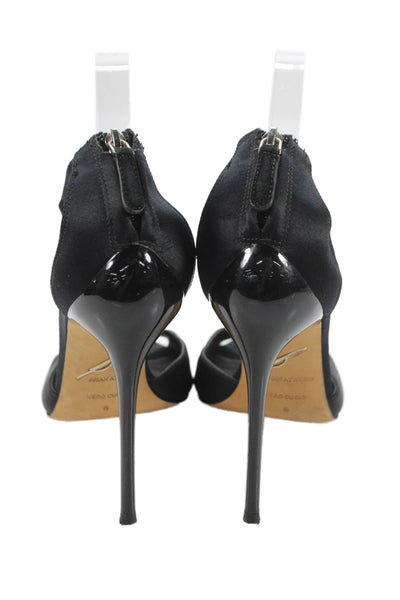 Brian Atwood Womens Embellished Open Toe Ankle Strap Heels Black Size 8
