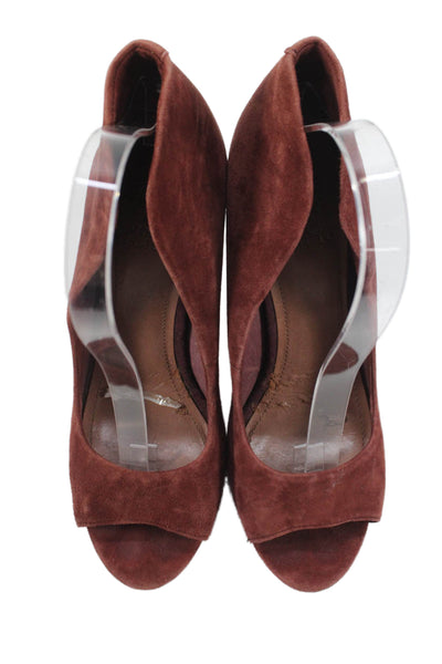 Vince Camuto Womens Suede Peep Toe Heels Shoes Brown Size 8.5