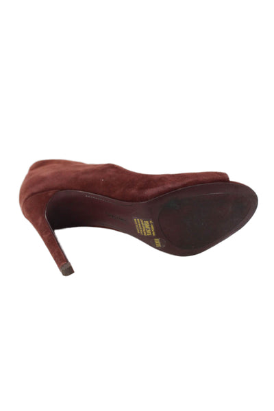 Vince Camuto Womens Suede Peep Toe Heels Shoes Brown Size 8.5