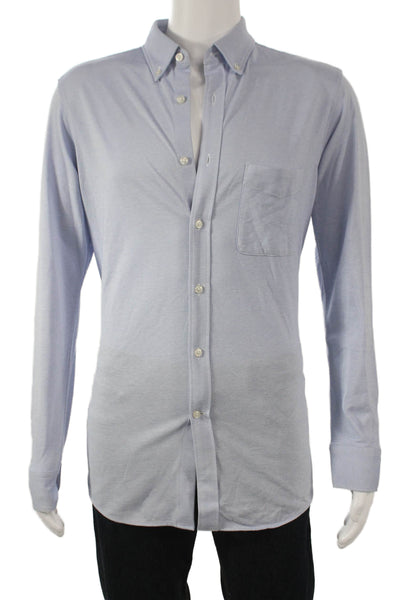Uniqlo Mens Button Front Long Sleeve Collared Pocket Shirt Blue Size Large
