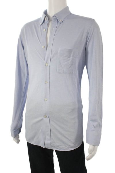 Uniqlo Mens Button Front Long Sleeve Collared Pocket Shirt Blue Size Large