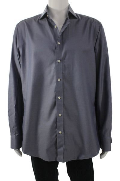 Charles Tyrwhitt Mens Blue Cotton Dress Shirt Standard Cuff Size 16.5 36/37