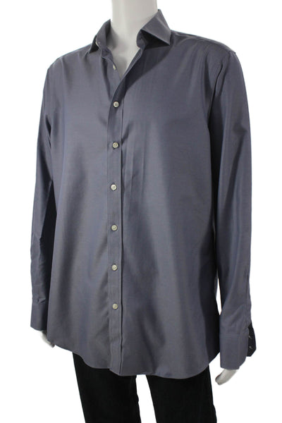 Charles Tyrwhitt Mens Blue Cotton Dress Shirt Standard Cuff Size 16.5 36/37