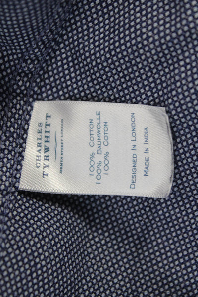 Charles Tyrwhitt Mens Blue Geometric Cotton Dress Shirt Collared Cuff Size 16.5
