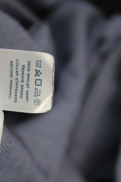 Charles Tyrwhitt Mens Blue Geometric Cotton Dress Shirt Collared Cuff Size 16.5