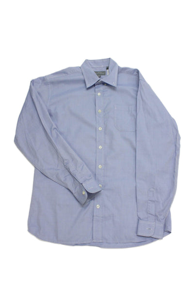 Hickey Freeman Boys Button Front Long Sleeve Collared Pocket Shirt Blue Size 18