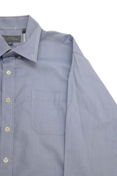 Hickey Freeman Boys Button Front Long Sleeve Collared Pocket Shirt Blue Size 18