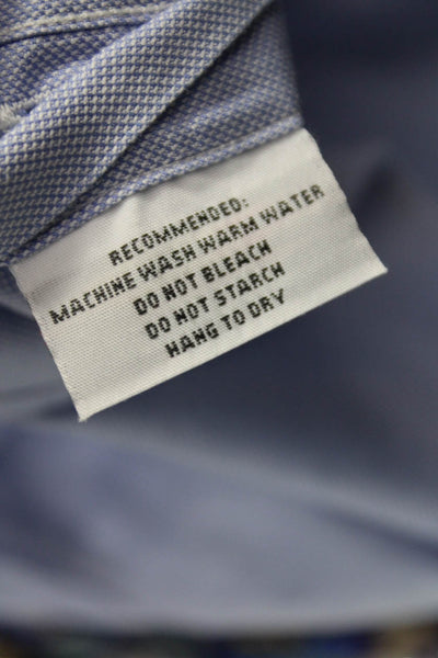Hickey Freeman Boys Button Front Long Sleeve Collared Pocket Shirt Blue Size 18