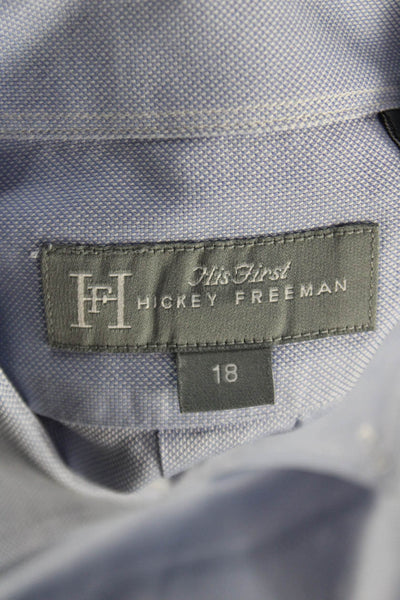 Hickey Freeman Boys Button Front Long Sleeve Collared Pocket Shirt Blue Size 18