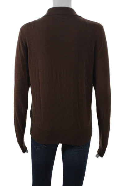 Zara Womens Brown Henley Sweater Long Sleeve Collared Size M