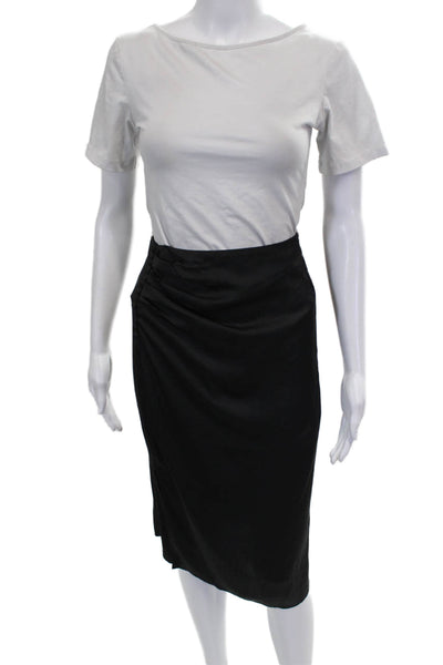 Ba&Sh Womens Pencil Skirt Black Zip Knee Length 100% Polyester Size 3