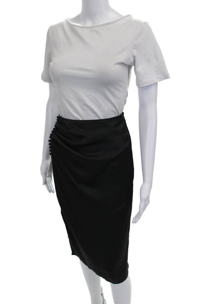 Ba&Sh Womens Pencil Skirt Black Zip Knee Length 100% Polyester Size 3