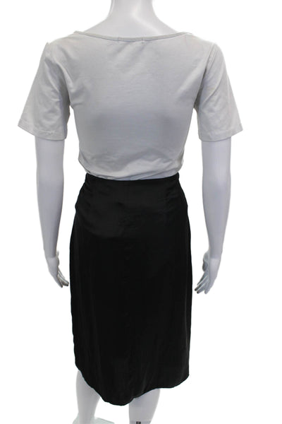 Ba&Sh Womens Pencil Skirt Black Zip Knee Length 100% Polyester Size 3