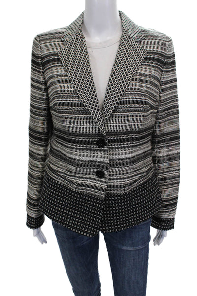 Worth New York Women Blazer Black Striped Button Acrylic Long Sleeve Size 8