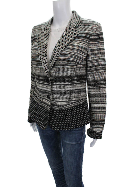 Worth New York Women Blazer Black Striped Button Acrylic Long Sleeve Size 8