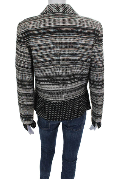 Worth New York Women Blazer Black Striped Button Acrylic Long Sleeve Size 8