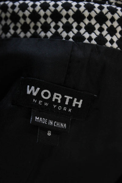 Worth New York Women Blazer Black Striped Button Acrylic Long Sleeve Size 8