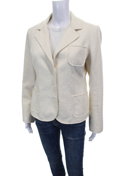 Lafayette 148 New York Womens Basic Cotton Button Long Sleeve Jacket Size 4
