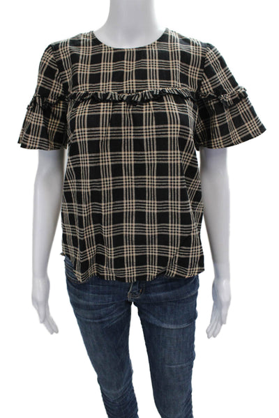 Madewell Womens Basic Multicolor Cotton Round Neck Short Sleeve Blouse Size XS
