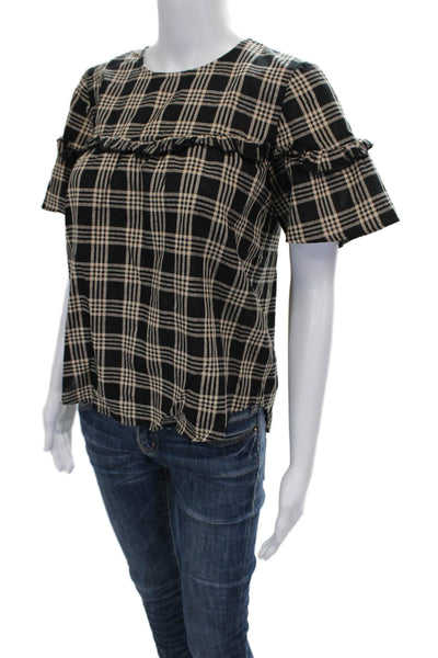 Madewell Womens Basic Multicolor Cotton Round Neck Short Sleeve Blouse Size XS