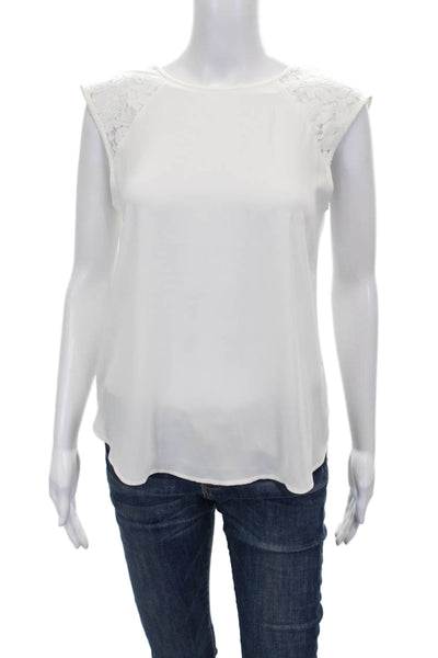 J Crew Womens Basic White Sleeveless Round Neck Polyester Blouse Size 4P