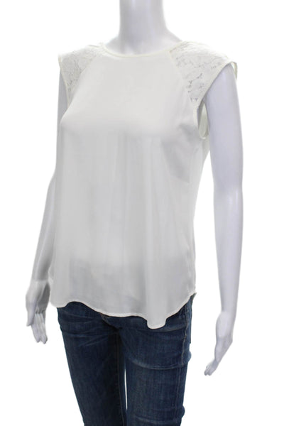 J Crew Womens Basic White Sleeveless Round Neck Polyester Blouse Size 4P