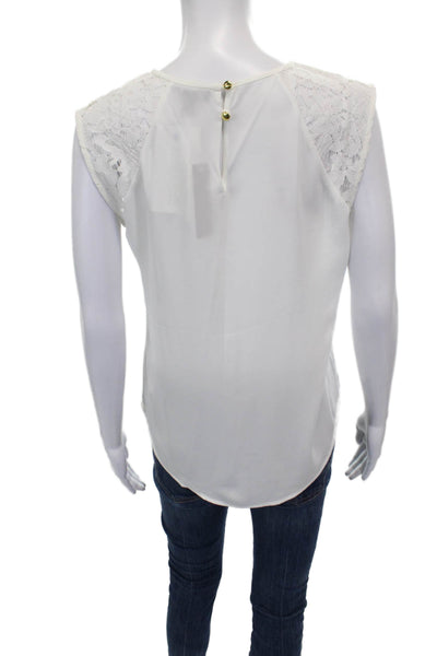 J Crew Womens Basic White Sleeveless Round Neck Polyester Blouse Size 4P