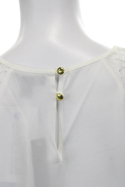 J Crew Womens Basic White Sleeveless Round Neck Polyester Blouse Size 4P