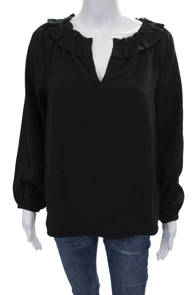 J Crew Womens Black V-Neck Long Sleeve Basic Blouse Size XS