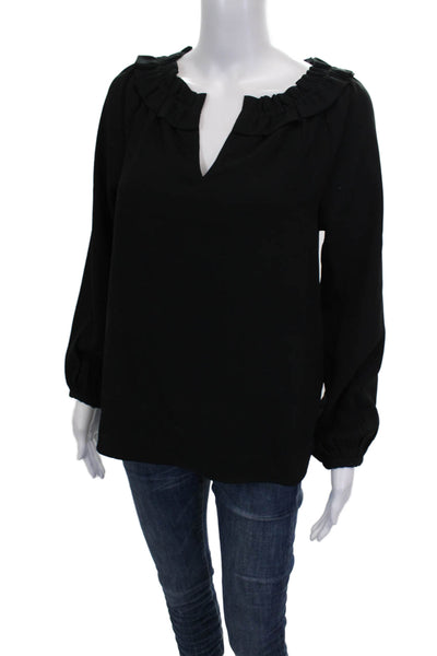 J Crew Womens Black V-Neck Long Sleeve Basic Blouse Size XS