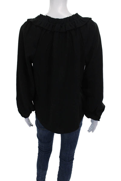 J Crew Womens Black V-Neck Long Sleeve Basic Blouse Size XS