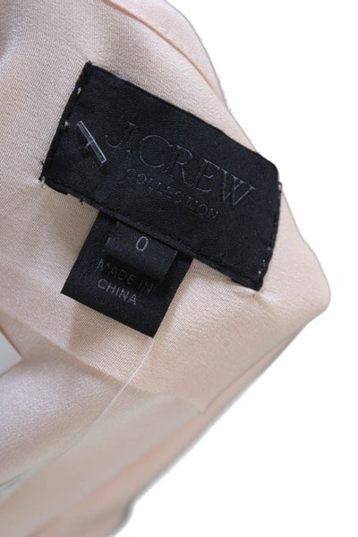 J Crew Women Silk Basic Blouse Pink Round Neck Long Sleeve Size 0