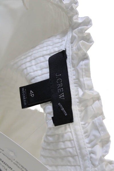 J Crew Women White High Neck Cotton Long Sleeve Basic Blouse Size 4P