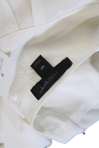 J Crew Womens Basic Silk V-Neck Long Sleeve Blouse White Size 4P