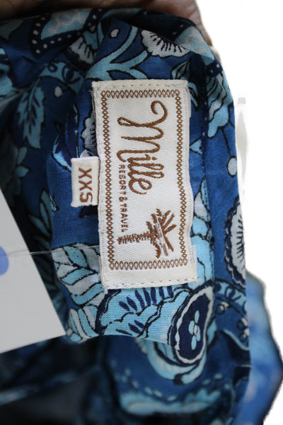 Mille Resort & Travel Women Blue Floral Maxi Dress Cotton Size 2XS