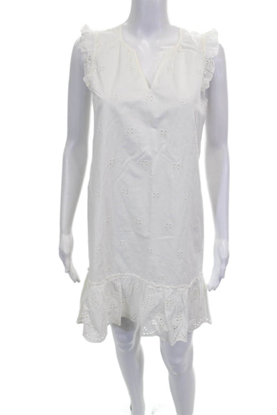 Madewell Womens Shift Dress White V Neck Sleeveless Knee Length Cotton Size XS