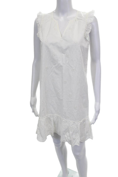 Madewell Womens Shift Dress White V Neck Sleeveless Knee Length Cotton Size XS