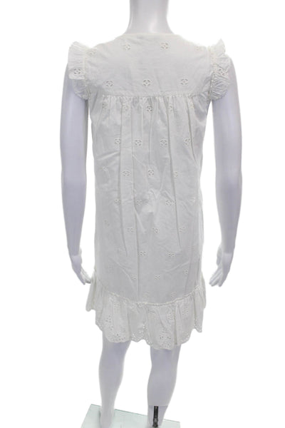 Madewell Womens Shift Dress White V Neck Sleeveless Knee Length Cotton Size XS