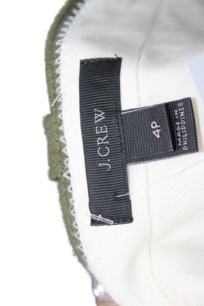 J Crew Womens Green Linen Pencil Skirt Button Solid Size 4P