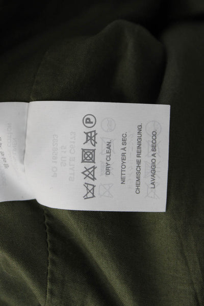 J Crew Womens Green Linen Pencil Skirt Button Solid Size 4P