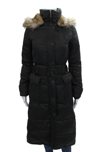 Laundry by Shelli Segal Womens Puffer Jacket Black Buckle Polyester Size XS