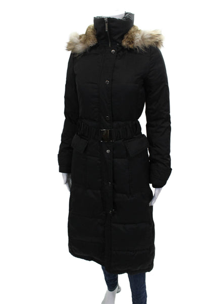 Laundry by Shelli Segal Womens Puffer Jacket Black Buckle Polyester Size XS