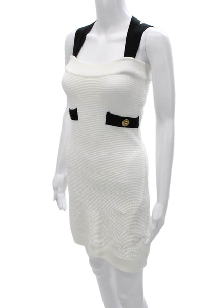 Patou Womens Sweater Dress White Viscose Square Neck Sleeveless Size XS